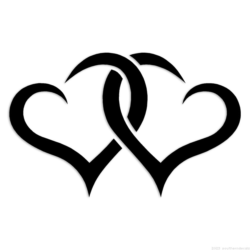 Interlocking Hearts Decal Sticker Multiple Colors & Sizes ebn6852